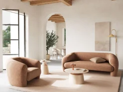 Actona Couchtisch Santorini Travertin Beige Ø 70 cm