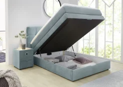 Boxspringbett Amy mit Bettkasten TĂŒrkis 140 x 200 cm