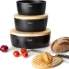 Continenta Brottopf oval mit Holzdeckel 30 cm Schwarz