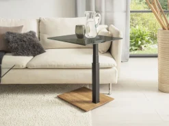 Couchtisch 1439 Glas Eiche 47 cm