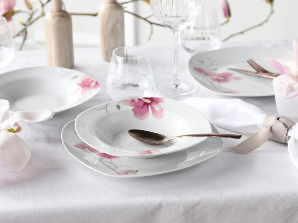 CreaTable 12-tlg Tafelservice Aiko Weiß-Rosa