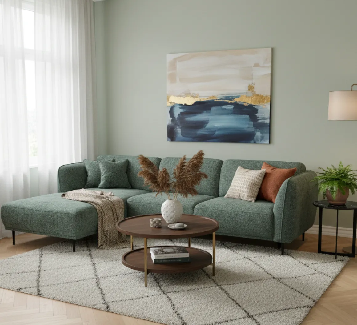 Ecksofa Kelmis Grün