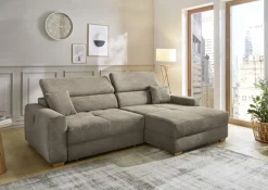 Ecksofa Slider mit Funktionen Cord Taupe