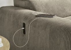 Ecksofa Slider mit Funktionen Cord Taupe