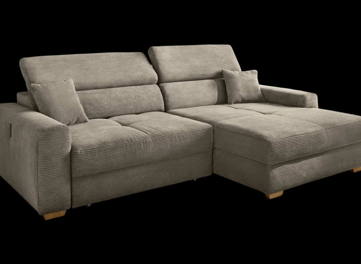 Ecksofa Slider mit Funktionen Cord Taupe
