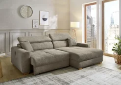 Ecksofa Slider mit Funktionen Cord Taupe