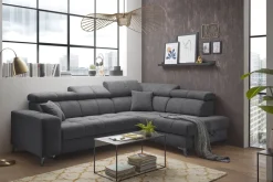 Ecksofa Sydney Anthrazit mit Stauraum und Funktionen
