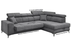 Ecksofa Sydney Anthrazit mit Stauraum und Funktionen