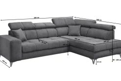 Ecksofa Sydney Anthrazit mit Stauraum und Funktionen