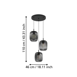 EGLO 3-flg runde Pendelleuchte Romazzina Schwarz