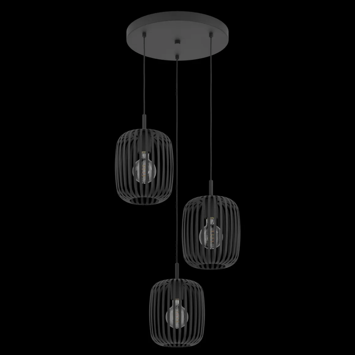 EGLO 3-flg runde Pendelleuchte Romazzina Schwarz