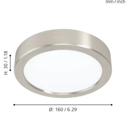 EGLO LED Deckenleuchte Fueva 5 (kaltweiĂ) Nickel Ă 16 cm