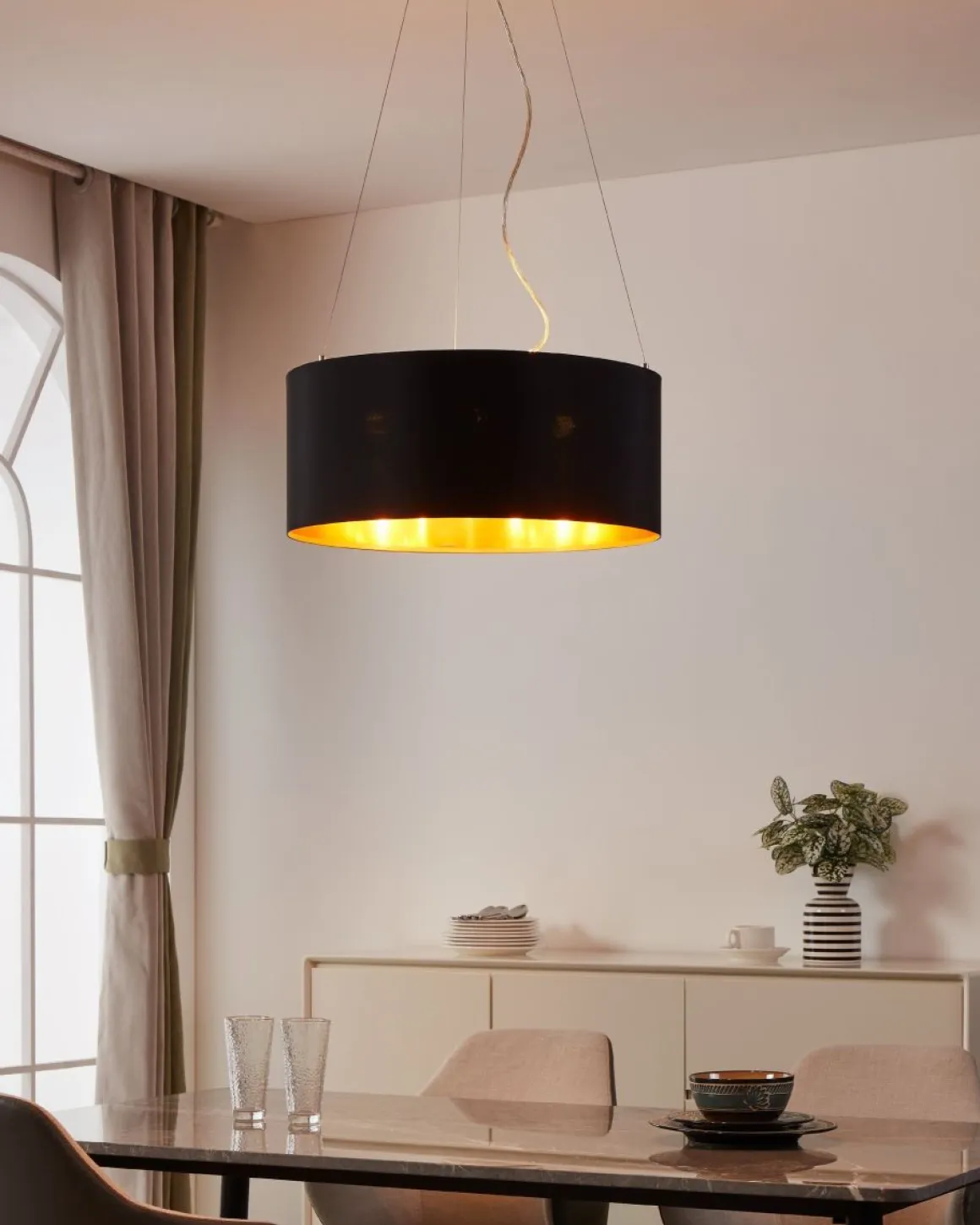 EGLO Pendelleuchte Maserlo Schwarz-Gold 53 cm