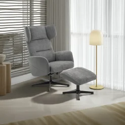 FEMO Relaxsessel 4040 Grau mit Hocker