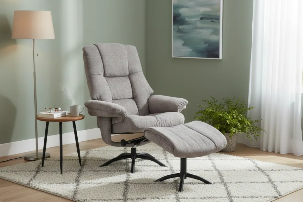 FEMO Relaxsessel 440 mit Hocker Mittelgrau