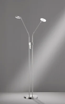 Fischer & Honsel 2-flg LED Stehleuchte Dent-TW Nickel