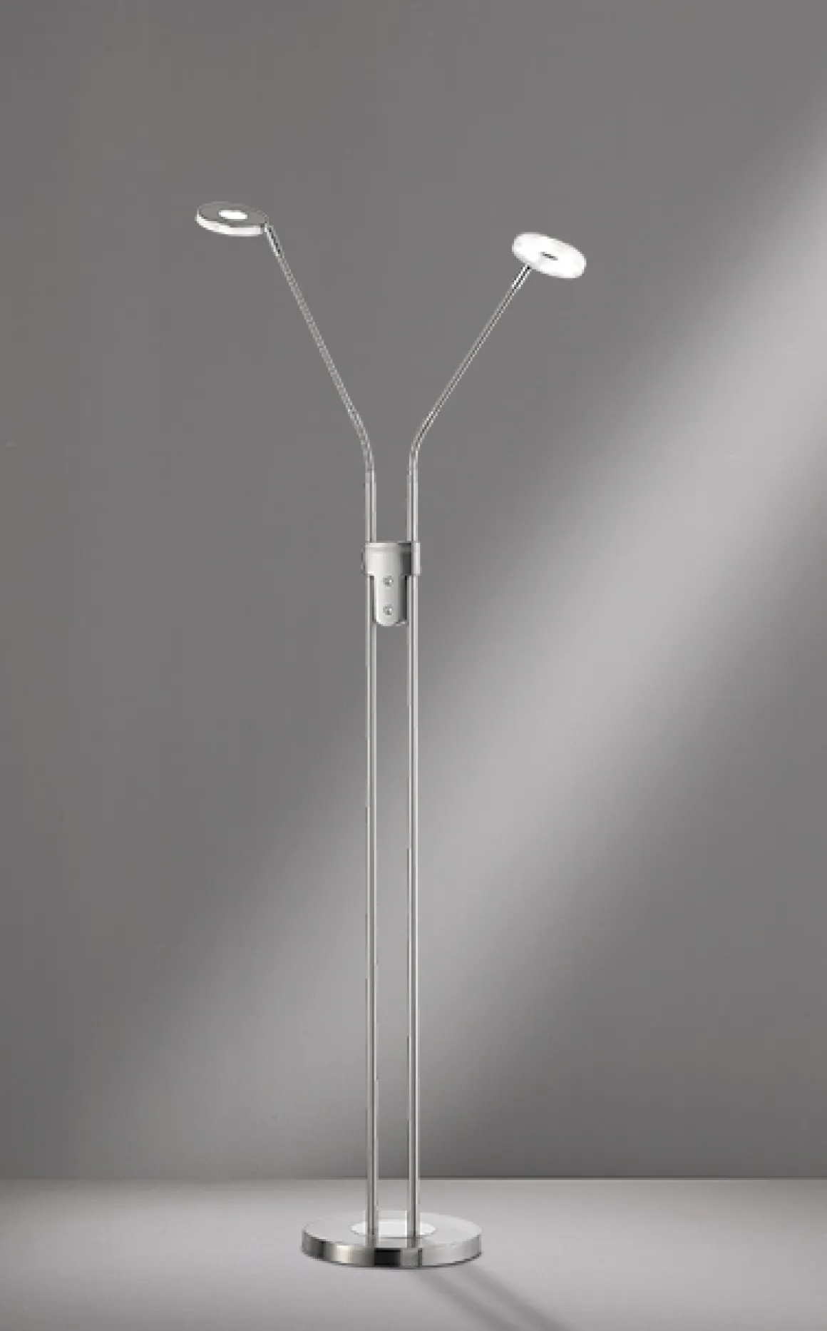 Fischer & Honsel 2-flg LED Stehleuchte Dent-TW Nickel