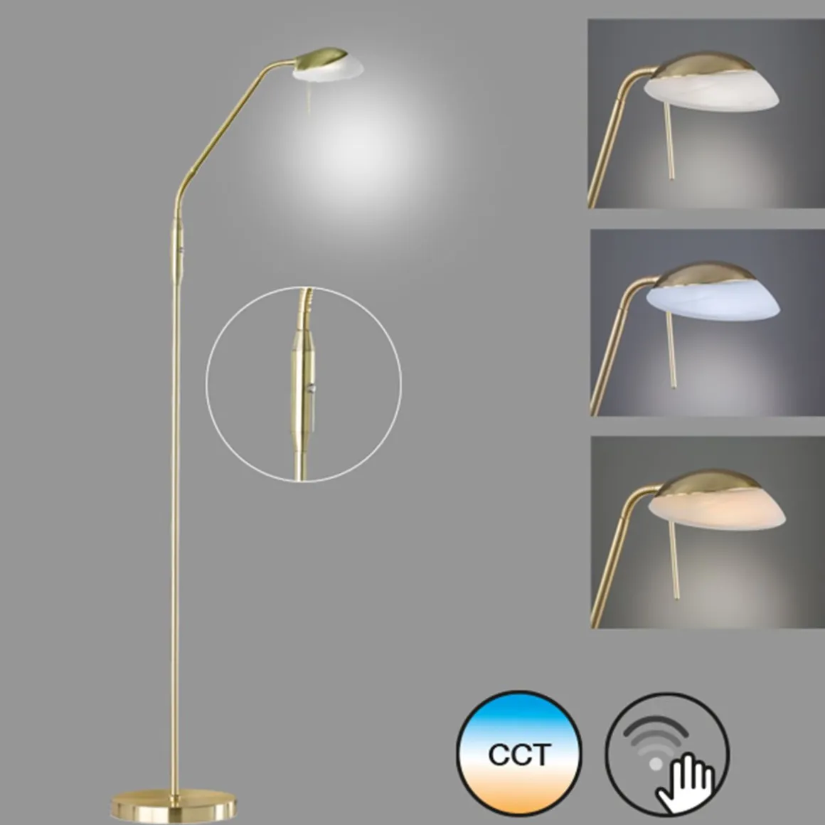 Fischer & Honsel 1-flg LED Stehleuchte Pool-TW messingfarben