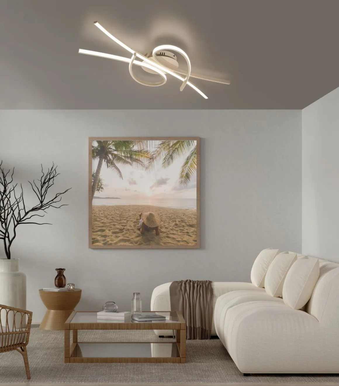 Fischer & Honsel LED Deckenlampe Biba Sandfarben