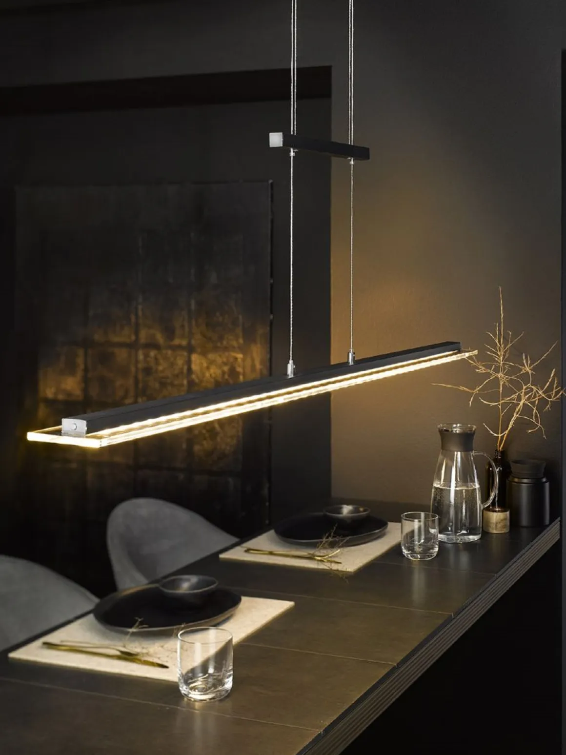 Fischer & Honsel LED Pendelleuchte Tenso TW 88 cm sandschwarz