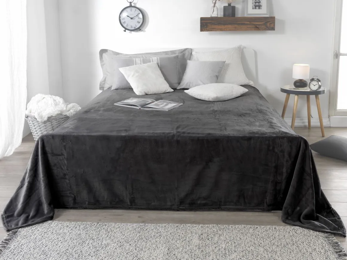 Flanell-Kuscheldecke Anthrazit 220 x 240 cm