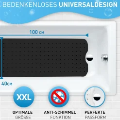 Flipline Badewannenmatte Schwarz 100 x 40 cm