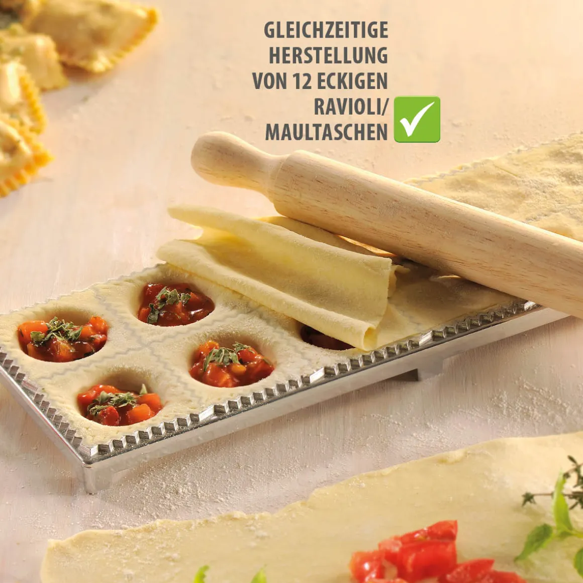 GEFU Ravioli Maultaschenbrett Tasca 3-tlg Set