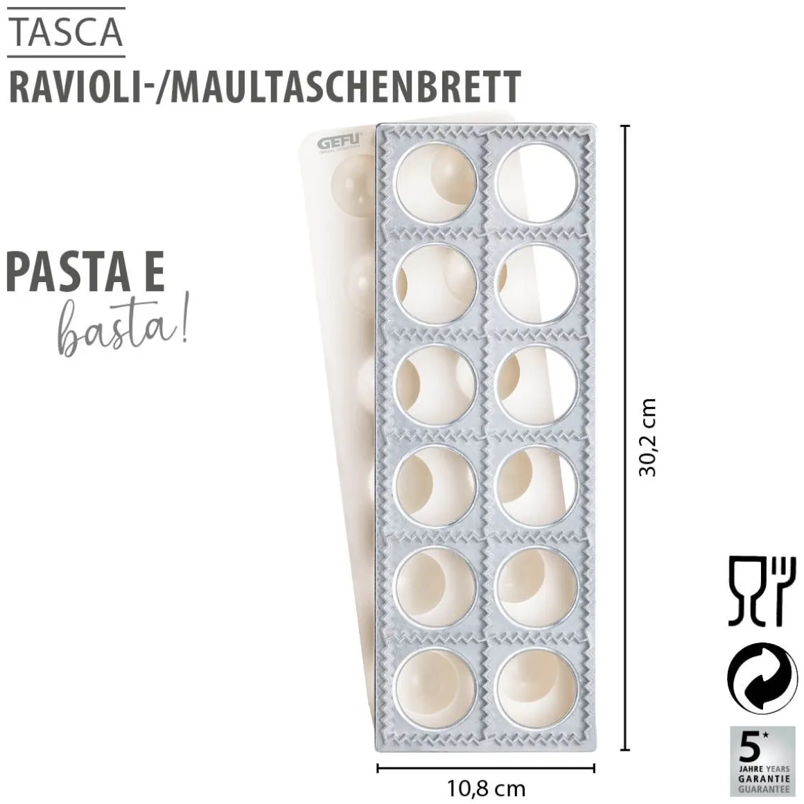 GEFU Ravioli Maultaschenbrett Tasca 3-tlg Set