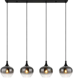 Globo 4-flg Pendelleuchte Maxy Rauchglas