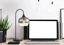 Globo 1-flg Tischleuchte Maxy Rauchglas