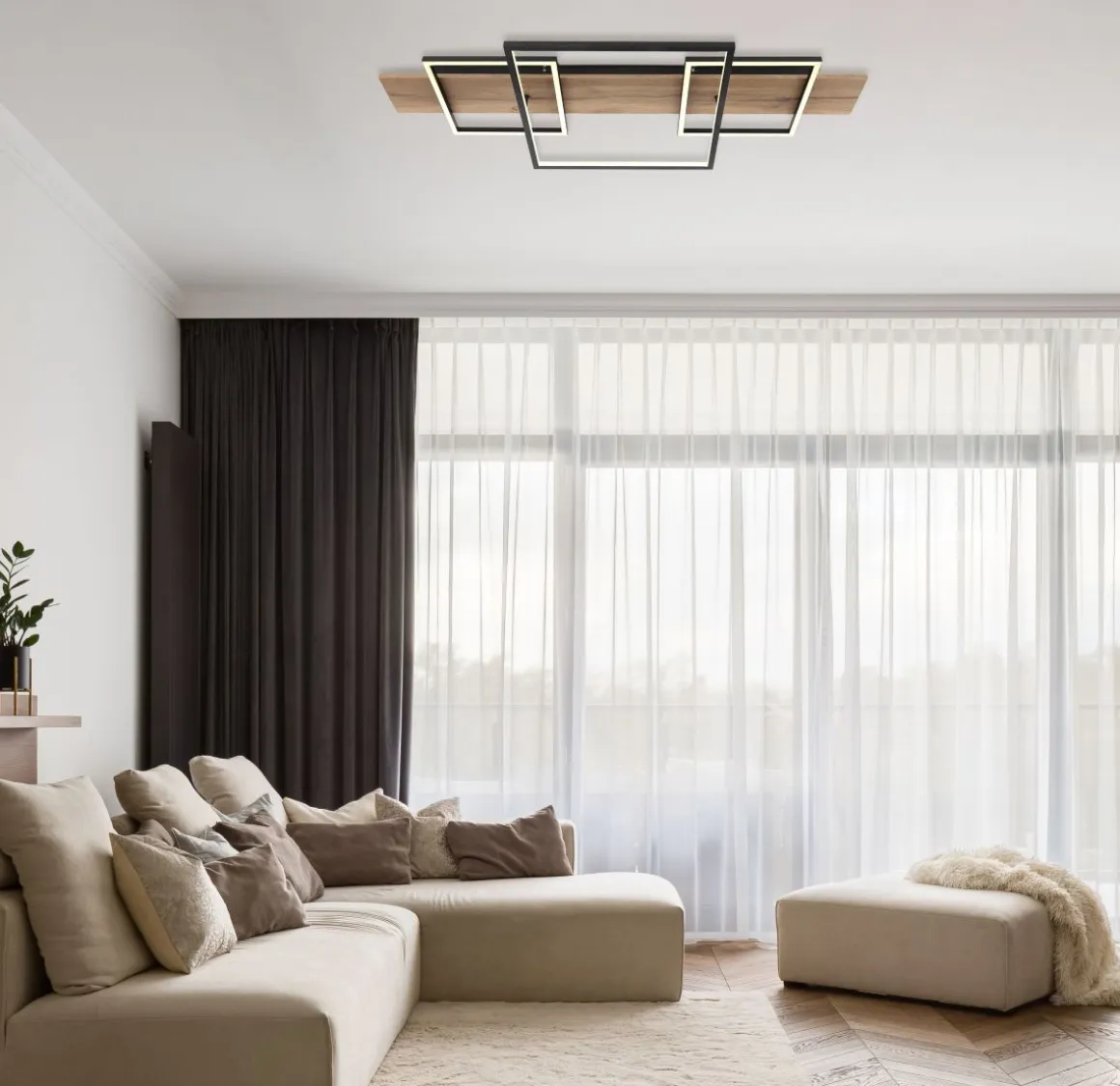 Globo LED Deckenleuchte Square Wood 2