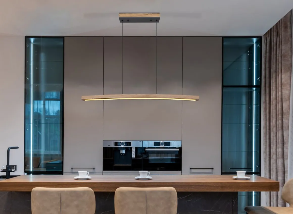 Globo LED Pendelleuchte Doro Eiche Graphit