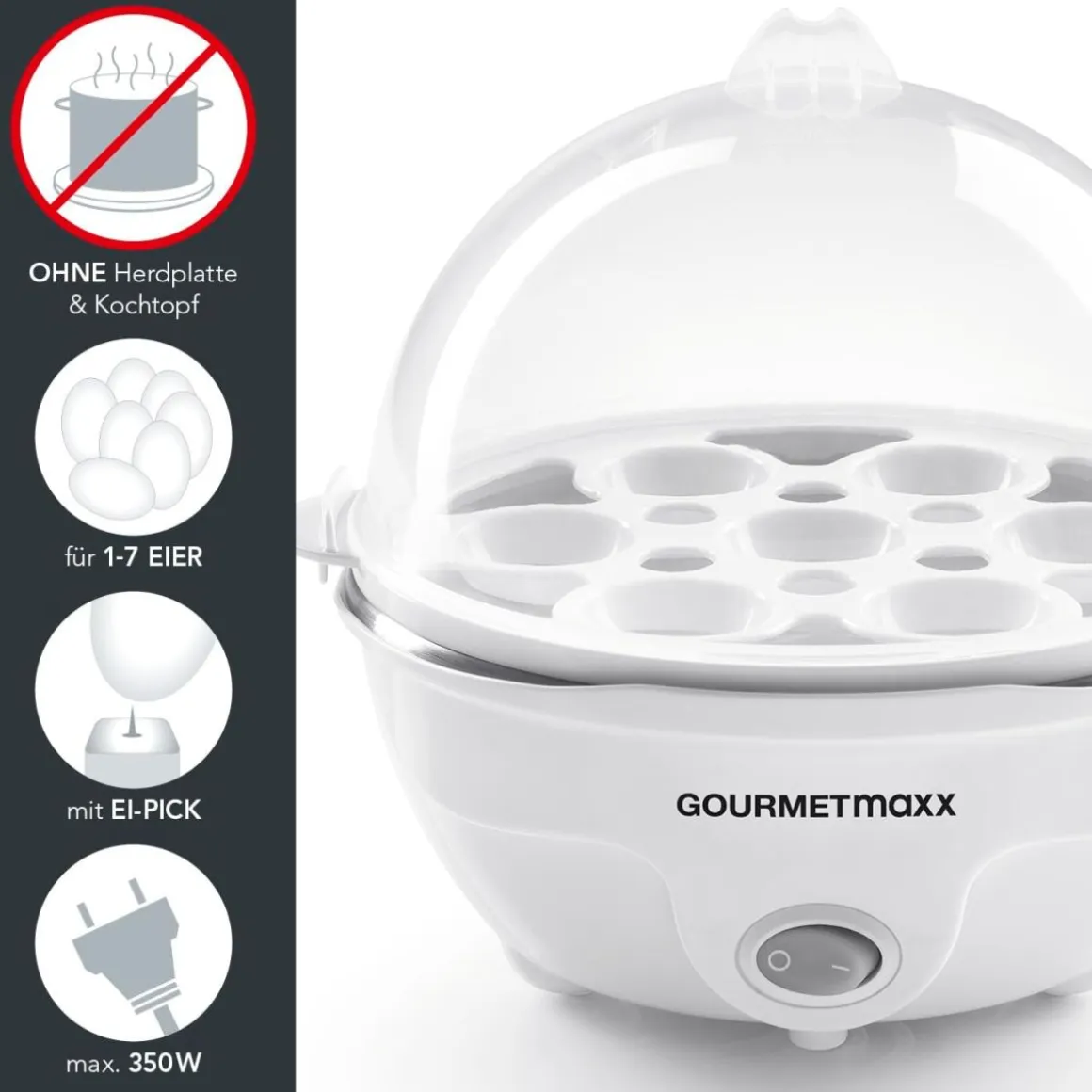 GOURMETmaxx Eierkocher für 7 Eier Weiß