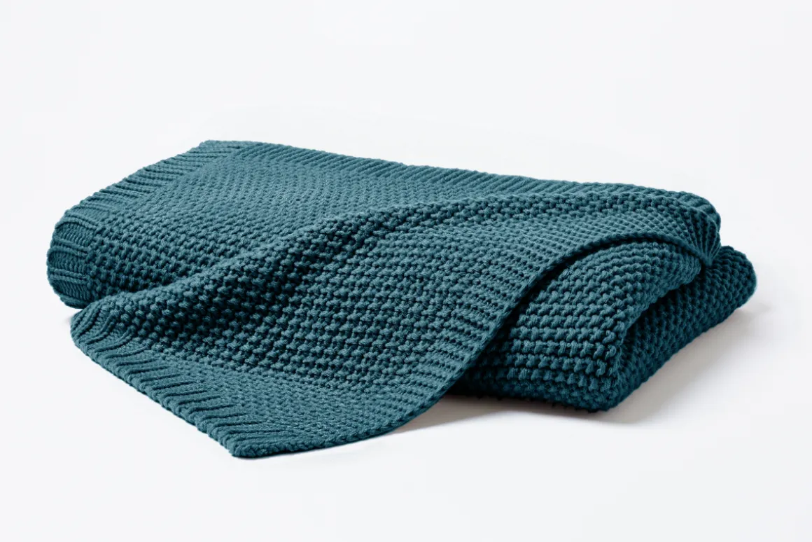 Hahn Strickdecke Blaugrün 130 x 170 cm
