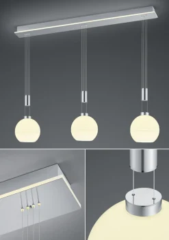 HELL 3-flg LED Pendelleuchte Sam Nickel