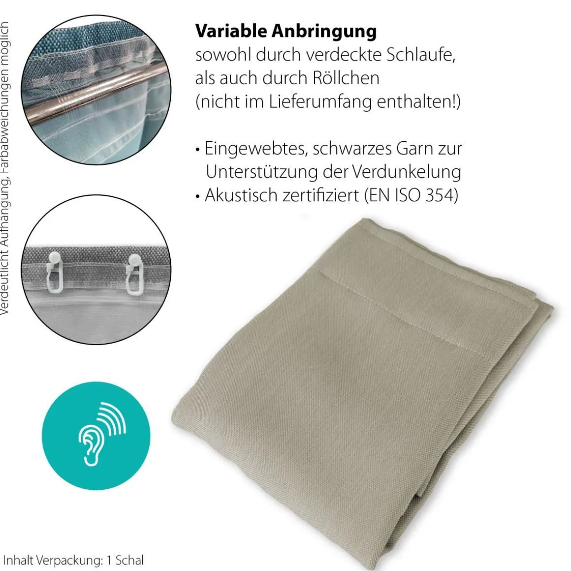 Indes Fuggerhaus Verdunkler Galdin verdeckte Schlaufen Creme 140 x 245 cm