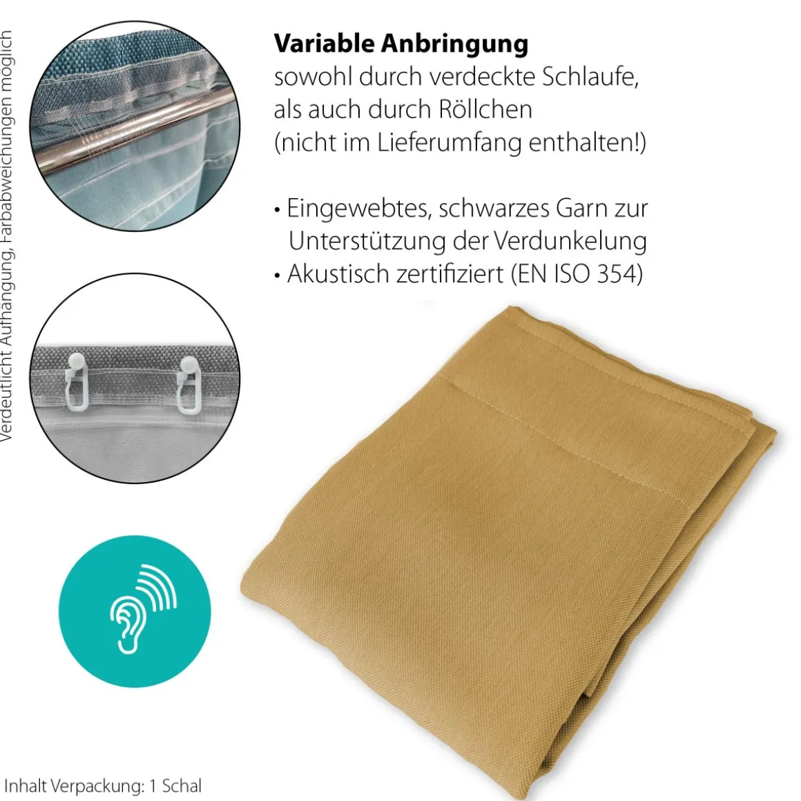 Indes Fuggerhaus Verdunkler Galdin verdeckte Schlaufen Safran 140 x 245 cm