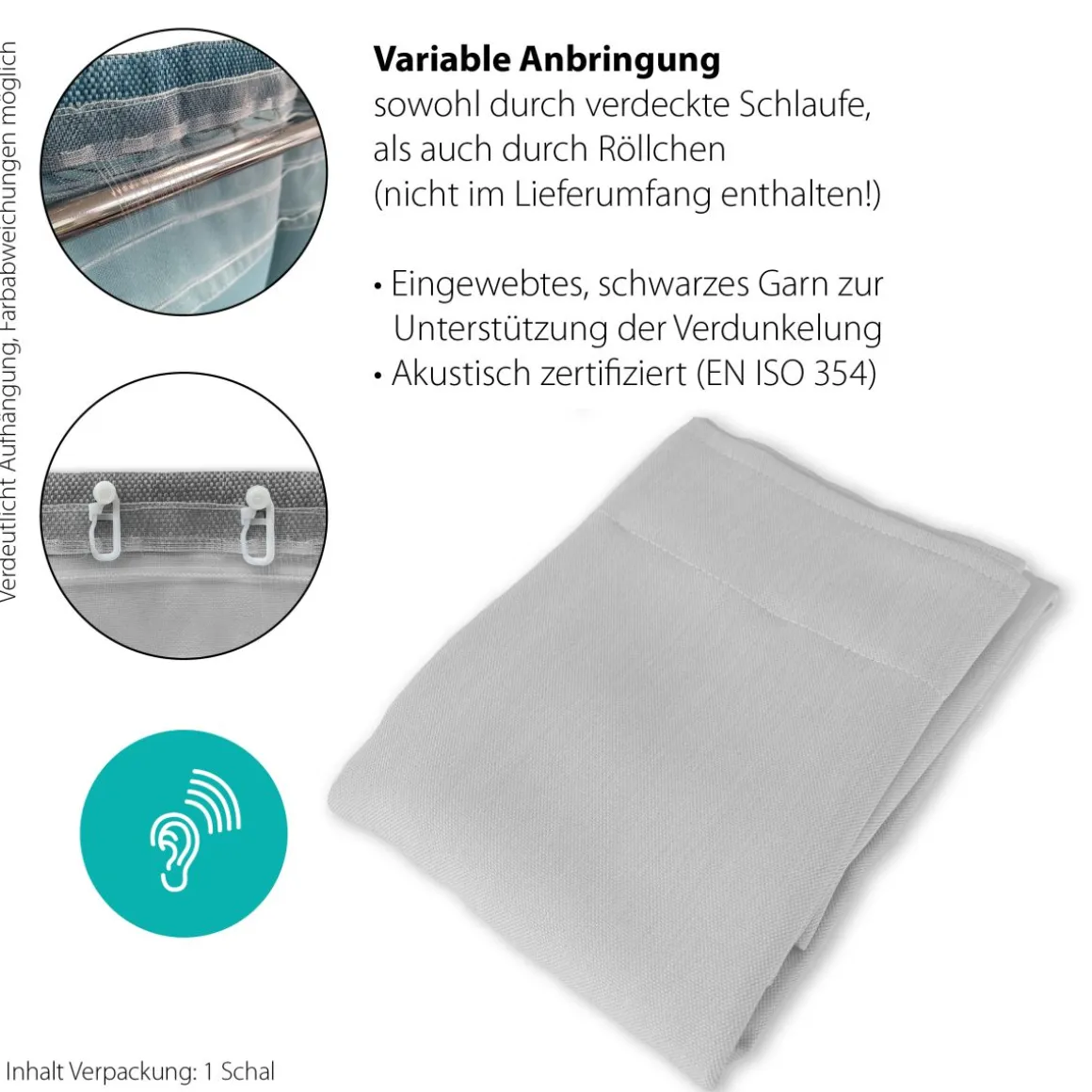 Indes Fuggerhaus Verdunkler Galdin verdeckte Schlaufen Weiß 140 x 245 cm