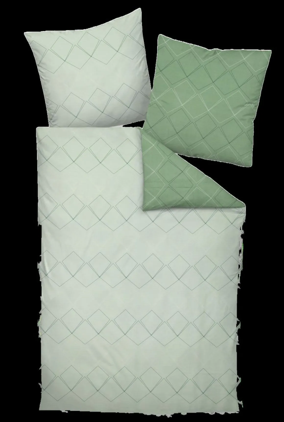 Janine Satin-Garnitur Jade-Waldgrün 135 x 200 cm