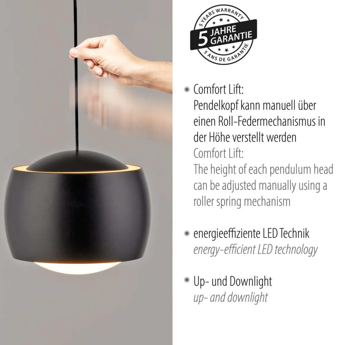 JUST LIGHT. 1-flg LED Pendellampe Ballini