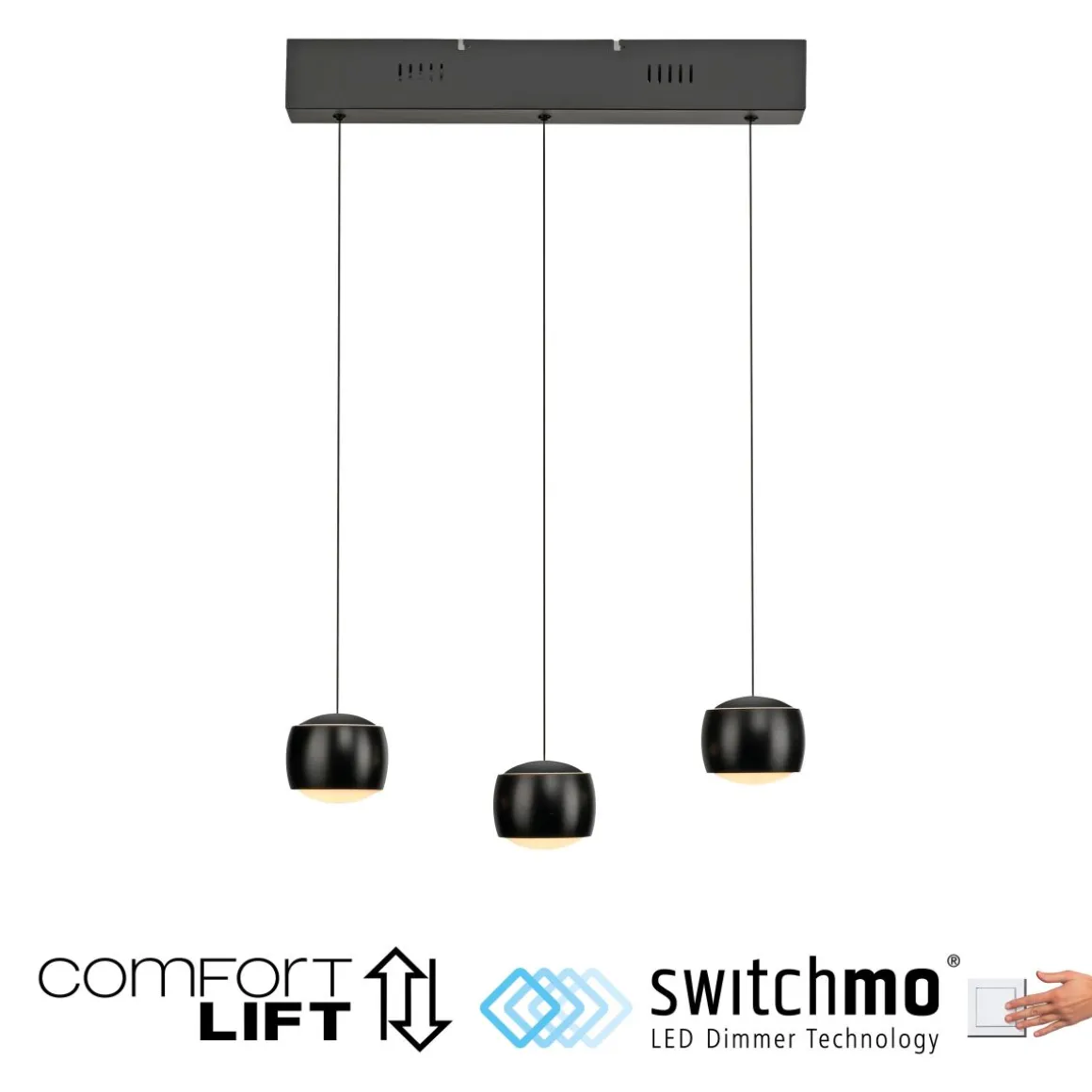 JUST LIGHT. 3-flg LED Pendellampe Ballini