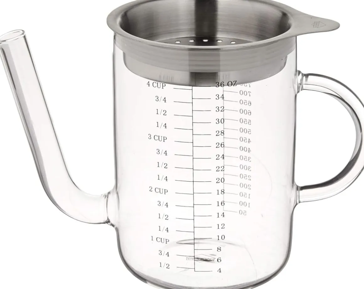 Küchenprofi Fett-Trennkanne 1 Liter, Aus Glas & Rostfreiem Edelstahl