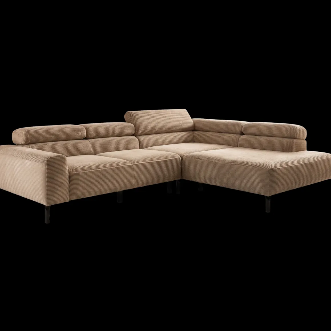 Lascondo Ecksofa Sarafi Cord Taupe mit Funktionen