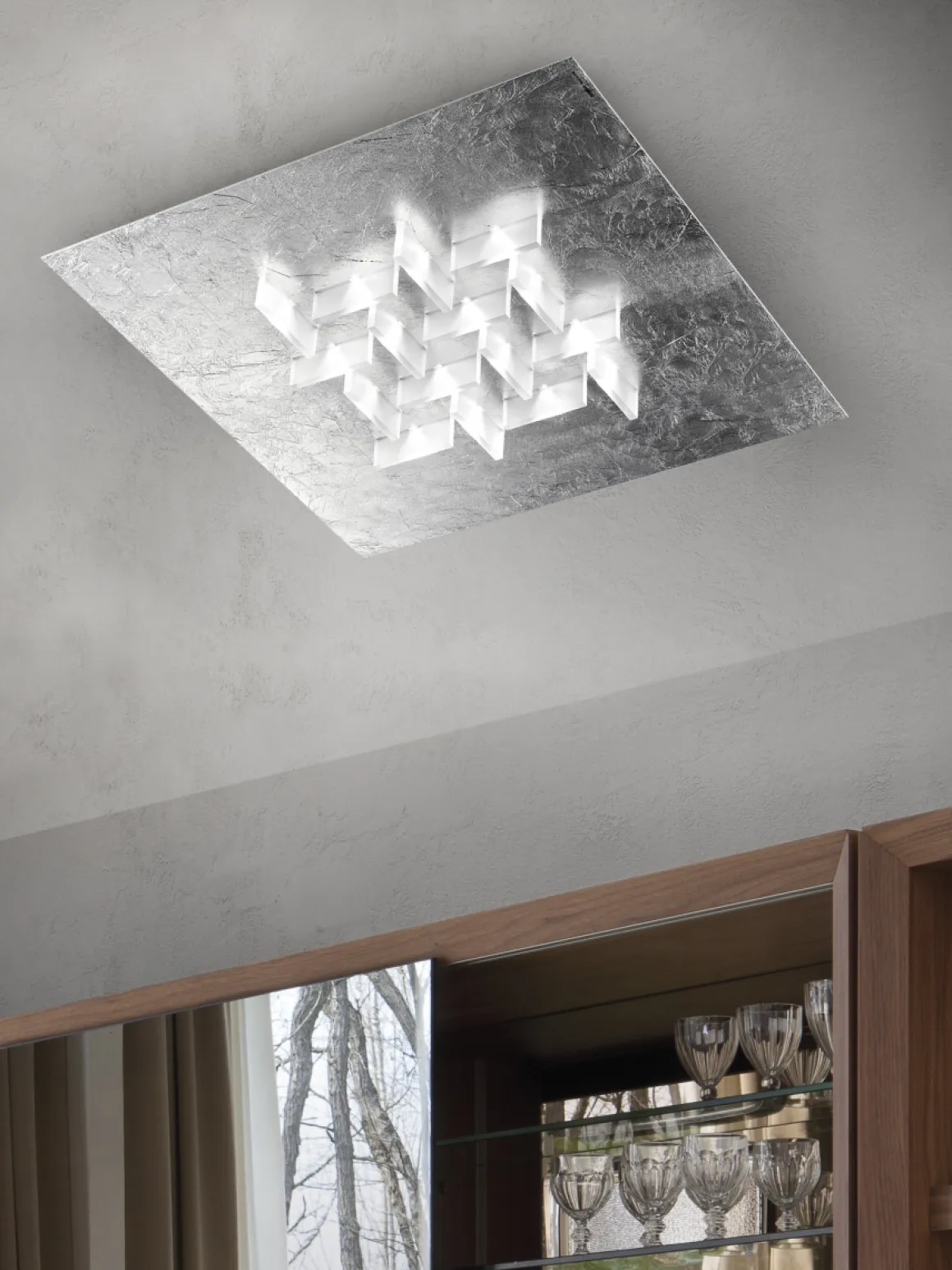 LED Deckenleuchte Cristalli Silberfarben 36 x 36 cm
