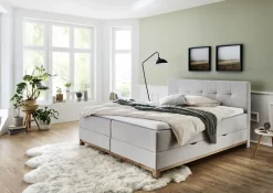 Meise Boxspringbett Catania mit Bettkasten Hellgrau 180 x 200 cm
