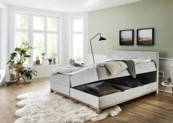 Meise Boxspringbett Catania mit Bettkasten Hellgrau 180 x 200 cm
