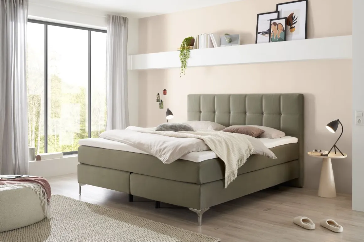 Mondo Boxspringbett Barell Flaschengrün 180 x 200 cm