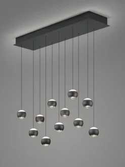Musterring 11-flg LED Pendelleuchte Cannon Schwarz
