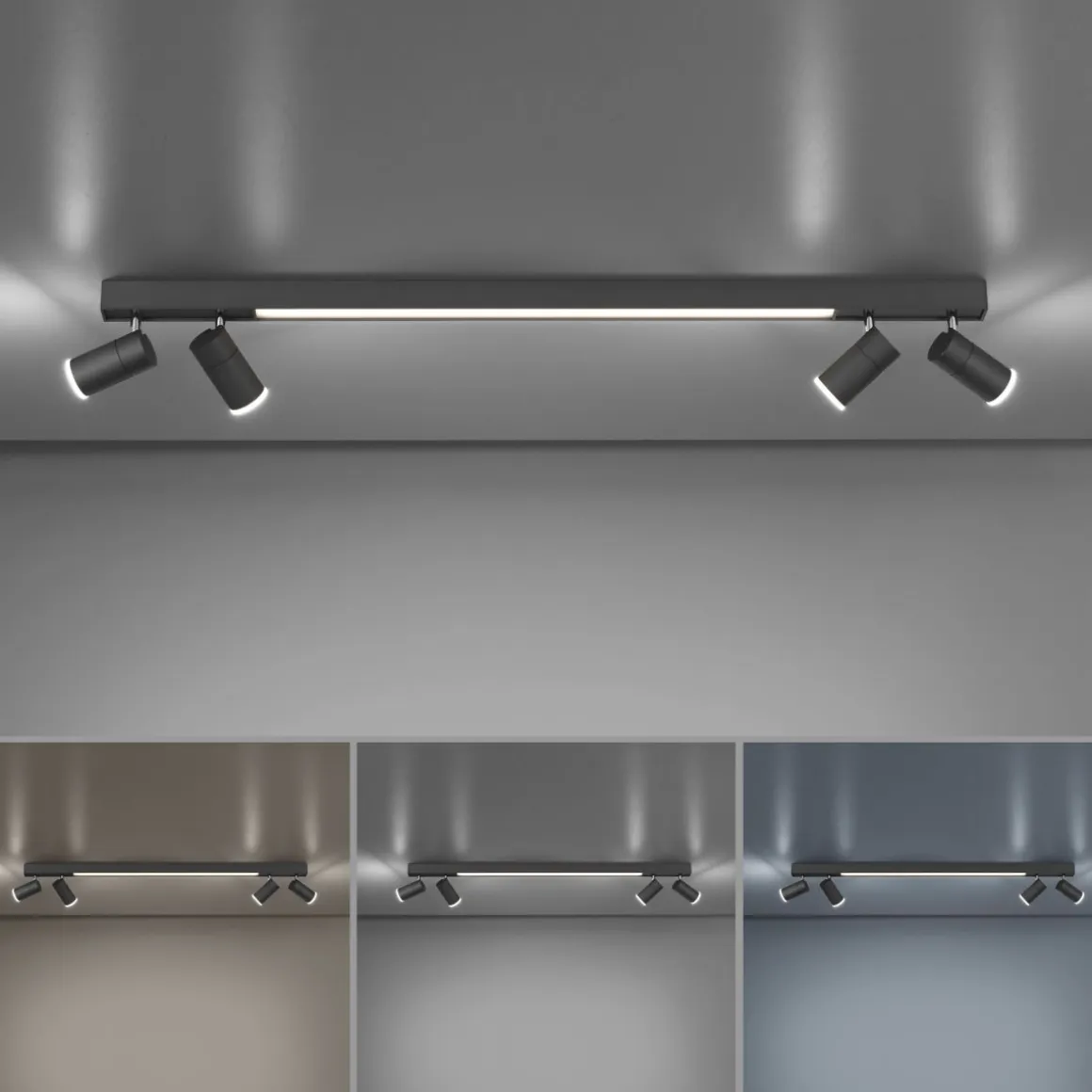Neuhaus Pure 4-flg LED Spot Lines Anthrazit 120 x 19 cm