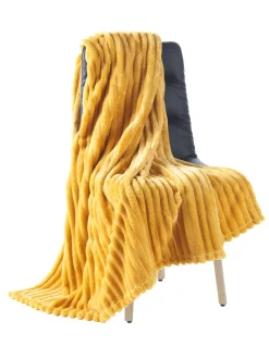 OptiDream Flanell-Cord-Kuscheldecke Curry 150 x 200 cm
